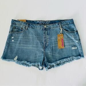 Vanilla Star | Shortie Vintage High Rise Distressed Raw Hem NWT 20W